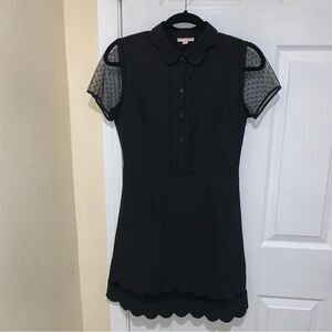 Dress Women’s Sz Small Black Lace Scallop Collar Pullover ZipHem Maison Jules